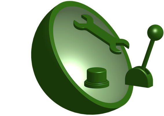 Image of tools and a button.